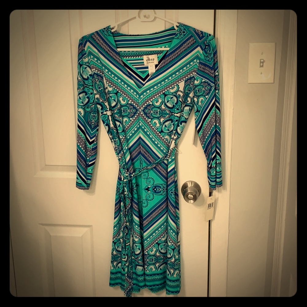 Quarter sleeve turquoise dress